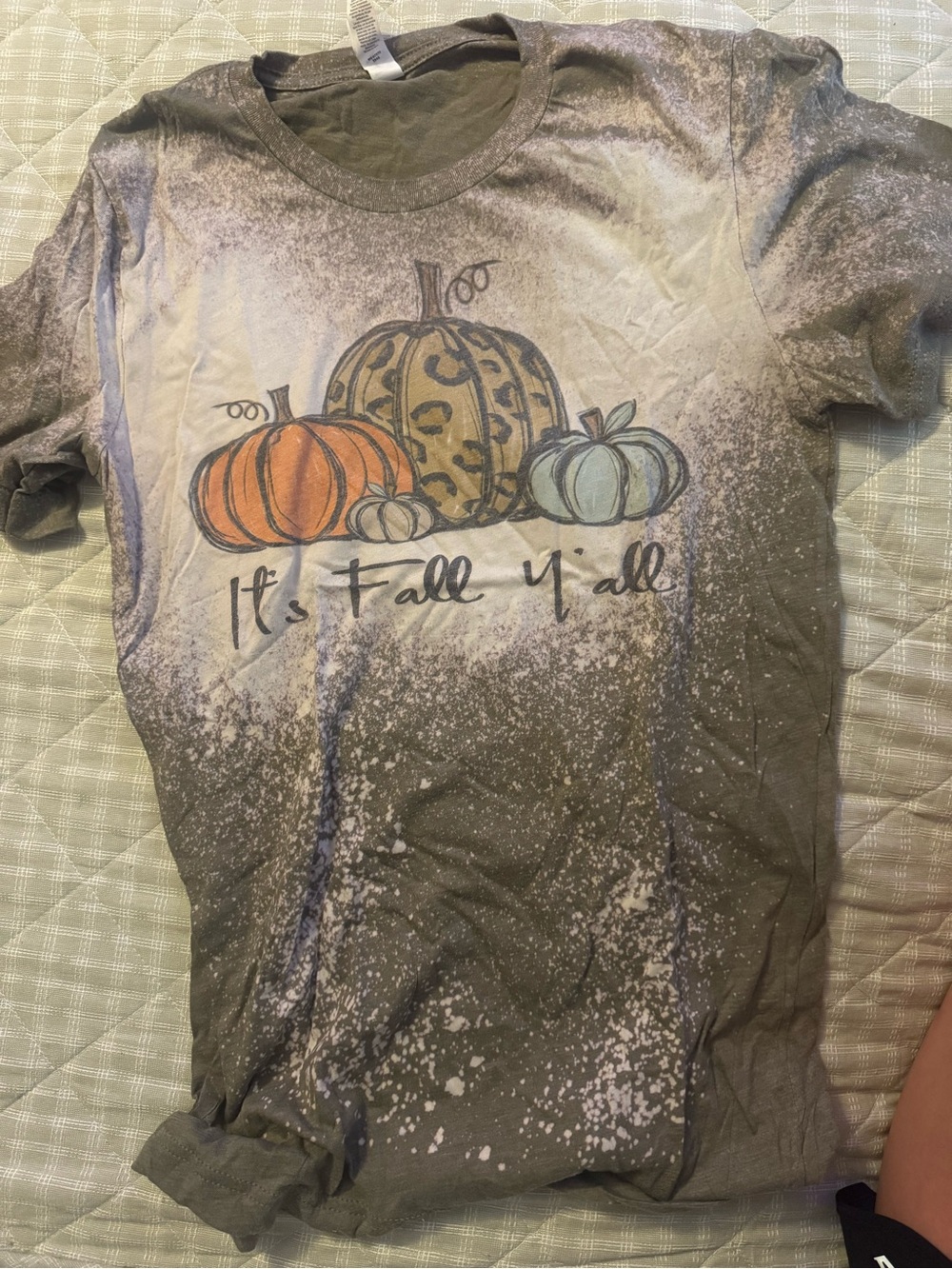 Fall Pumpkin Graphic Tee - Olive with Orange & Cream Pumpkins